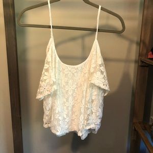 Abercrombie & Fitch White lace off shoulder top
